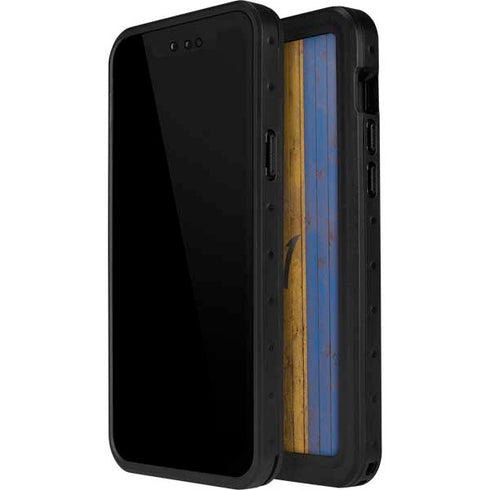 Barbados Flag Dark Wood iPhone 12 Mini Waterproof Case